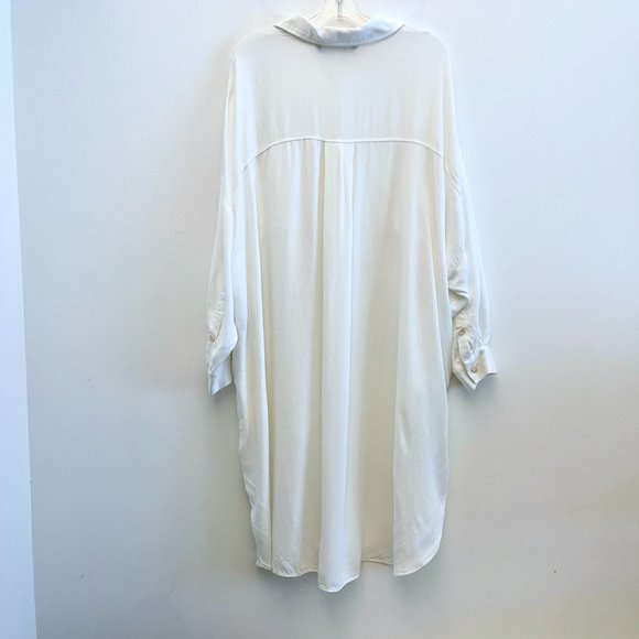 Zara Oversized Collared Shirt Dress with Big Pockets White - Picture 3 of 10